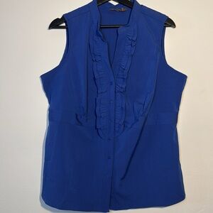 Jessica women's plus size 16w sleevless button down with ruffle front